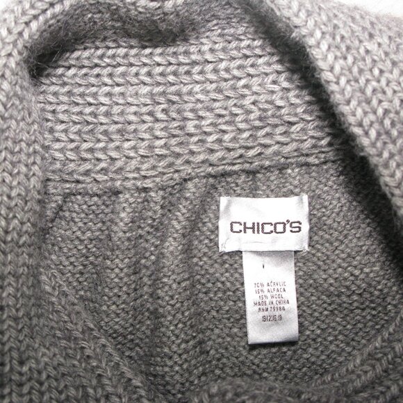 Chico's Gray Wool/Alpaca Blend Cardigan Sweater Size 3 or XL - Picture 7 of 7
